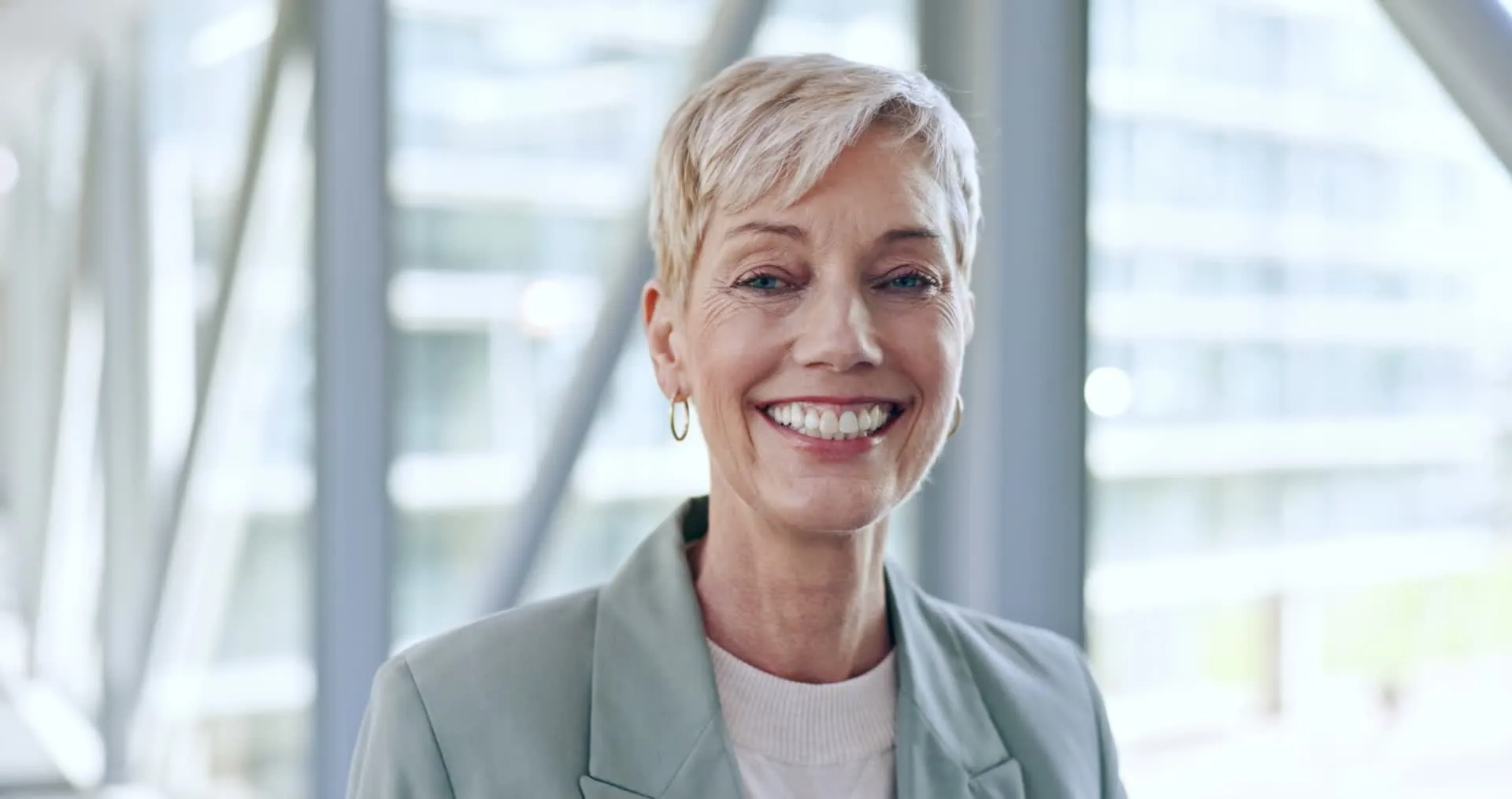 A woman smiling in a business setting in Sarasota, Florida
